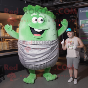 Gray Corned Beef And Cabbage mascot costume character dressed with a Tank Top and Hairpins
