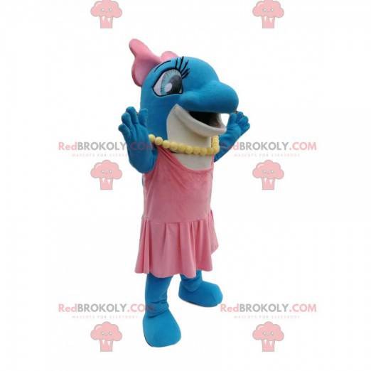 Mascote golfinho feminino com vestido rosa - Redbrokoly.com