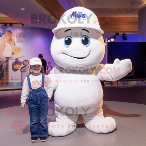 White Squash mascot costume character dressed with a Mom Jeans and Beanies