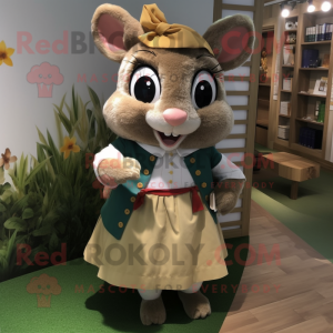 nan Dormouse mascot costume character dressed with a Skirt and Keychains