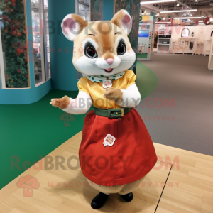 nan Dormouse mascot costume character dressed with a Skirt and Keychains