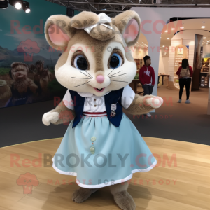 nan Dormouse mascot costume character dressed with a Skirt and Keychains