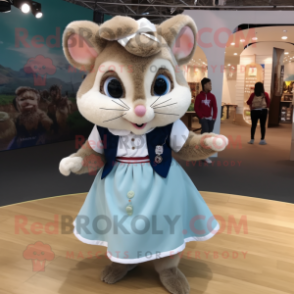 nan Dormouse mascot costume character dressed with a Skirt and Keychains