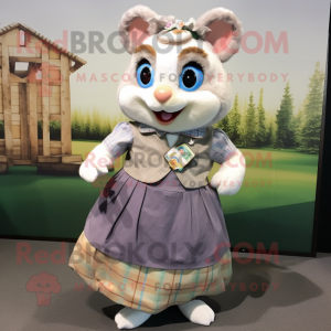 nan Dormouse mascot costume character dressed with a Skirt and Keychains