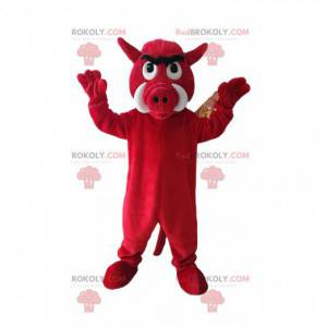 Mascotte de sanglier rouge agressif. Costume de sanglier -