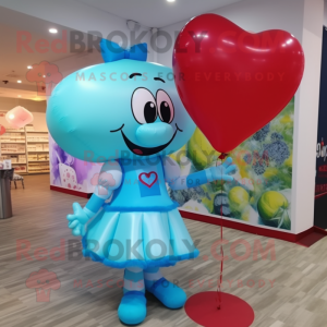 Cyan-herzförmige Ballon...