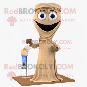 Tan Hourglass mascot costume character dressed with a Capri Pants and Shawl pins