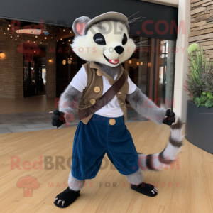 nan Ferret mascot costume character dressed with a Jeggings and Cummerbunds