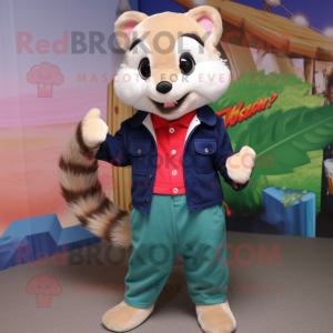 nan Ferret mascot costume character dressed with a Jeggings and Cummerbunds