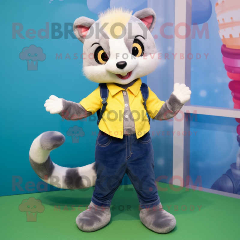 nan Ferret mascot costume character dressed with a Jeggings and Cummerbunds