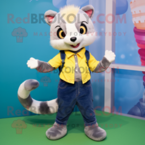 nan Ferret mascot costume character dressed with a Jeggings and Cummerbunds