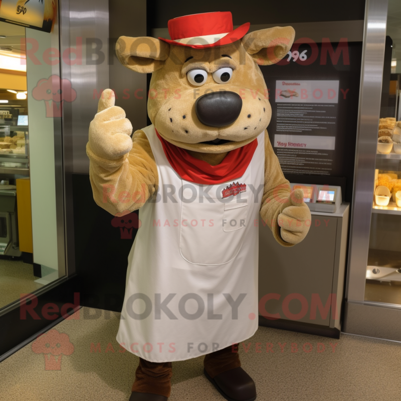 Tan Beef Wellington mascot costume character dressed with a Henley Tee and Gloves Tan Beef Wellington mascot costume character dressed with a Henley Tee and Gloves