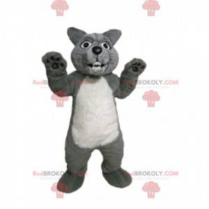 Mascote agressivo de lobo cinza e branco - Redbrokoly.com