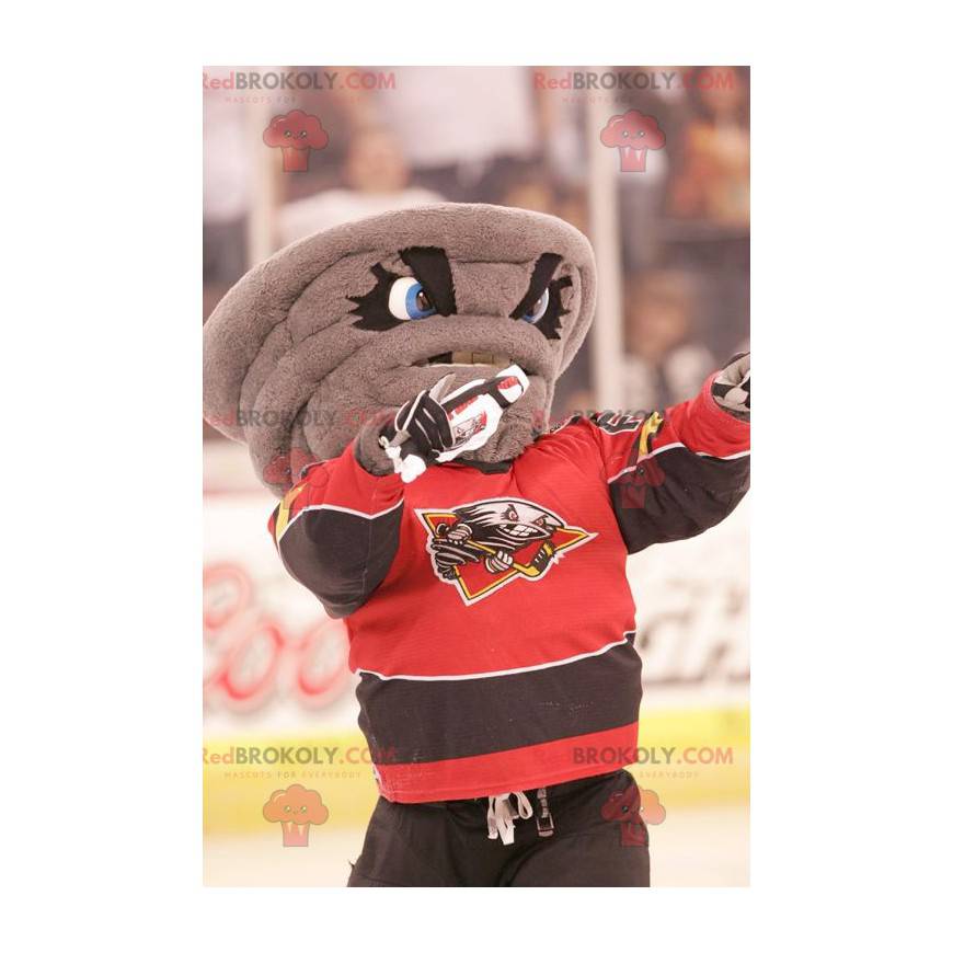 Mascotte de tourbillon gris en tenue de sport colorée - Mascotte de tourbillon gris en tenue de sport colorée -