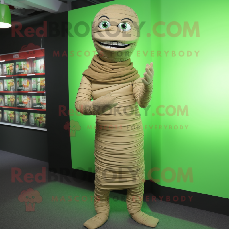 Green Mummy mascot costume character dressed with a Chinos and Wraps