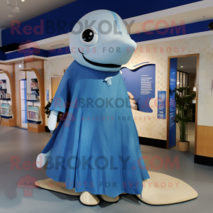 Tan Blue Whale maskot drakt...