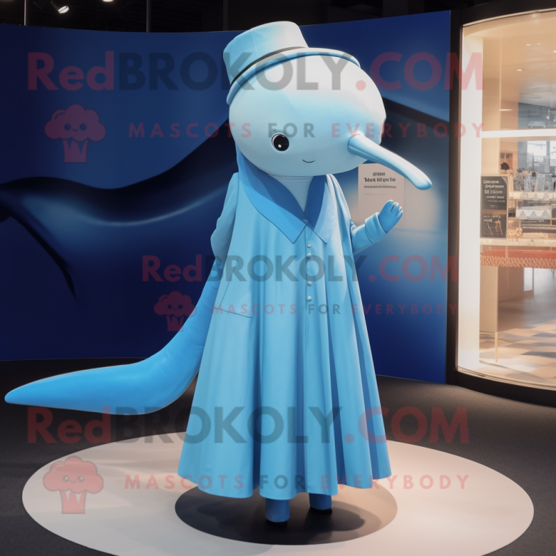 Tan Blue Whale mascot costume character dressed with a A-Line Dress and Cummerbunds Tan Blue Whale mascot costume character dressed with a A-Line Dress and Cummerbunds
