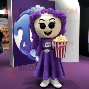 Lila Pop Corn maskot kostym...