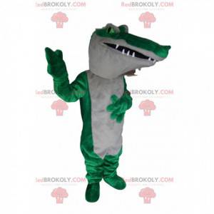 Mascote crocodilo verde e branco. Fantasia de crocodilo -