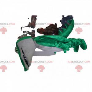 Mascotte de crocodile vert et blanc. Costume de crocodile -
