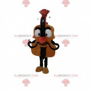 Brown cello mascot with a thin mustache - Redbrokoly.com