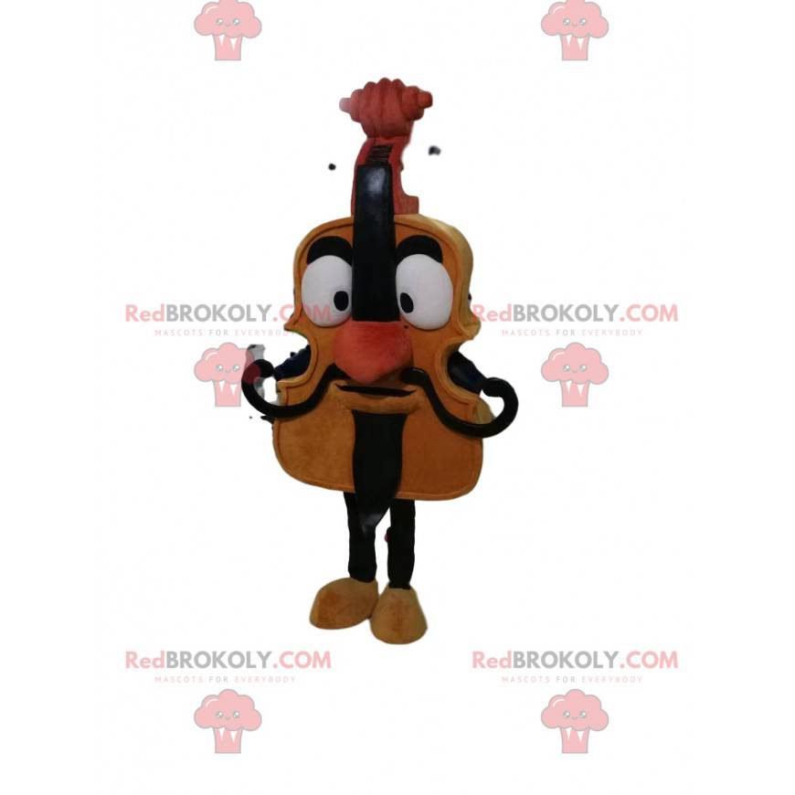 Mascotte de violoncelle marron avec une fine moustache -