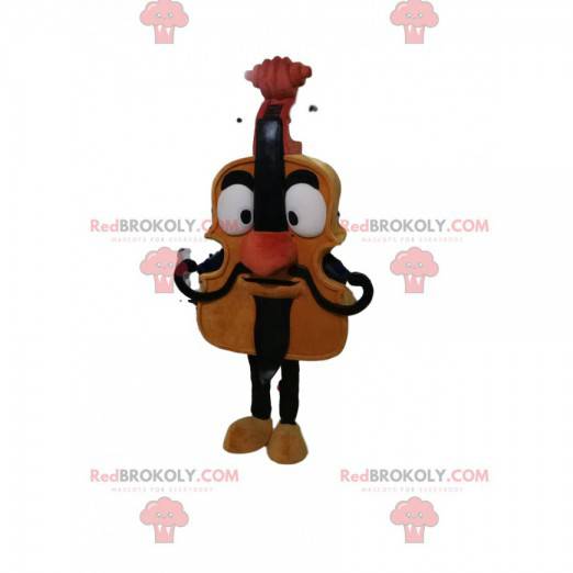 Mascotte violoncello marrone con baffi sottili - Redbrokoly.com