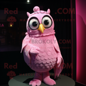 Pink Owl maskot kostume...