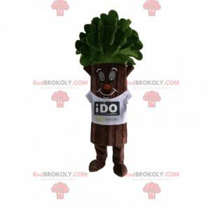 Tree mascot with beautiful green foliage and a white t-shirt -