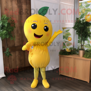 Lemon Yellow Tomato mascot costume character dressed with a Romper and Earrings