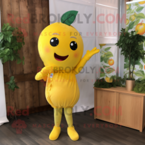 Lemon Yellow Tomato mascot costume character dressed with a Romper and Earrings