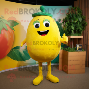 Lemon Yellow Tomato mascot costume character dressed with a Romper and Earrings