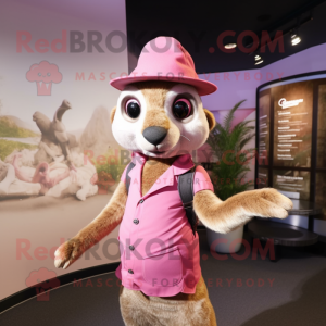 Pink Meerkat maskot kostume...