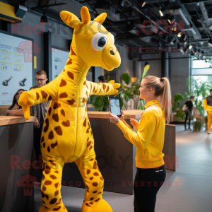 Geel Giraffe mascotte...