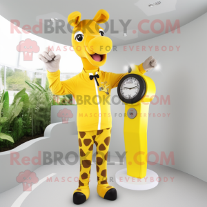 Gul giraf maskot kostume...
