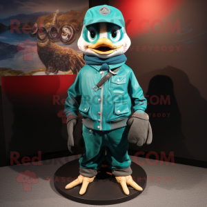 Teal Quail maskot kostume...