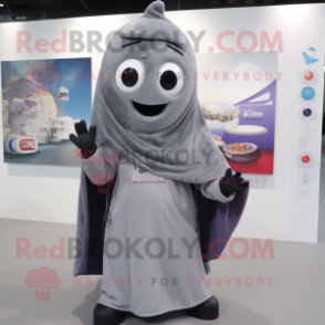 Gray Phone mascot costume character dressed with a V-Neck Tee and Shawls