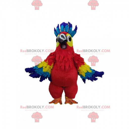 Mascotte de perroquet multicolore super joyeux - Redbrokoly.com