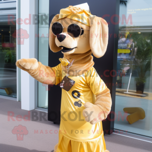 Gold Dog maskot draktfigur...