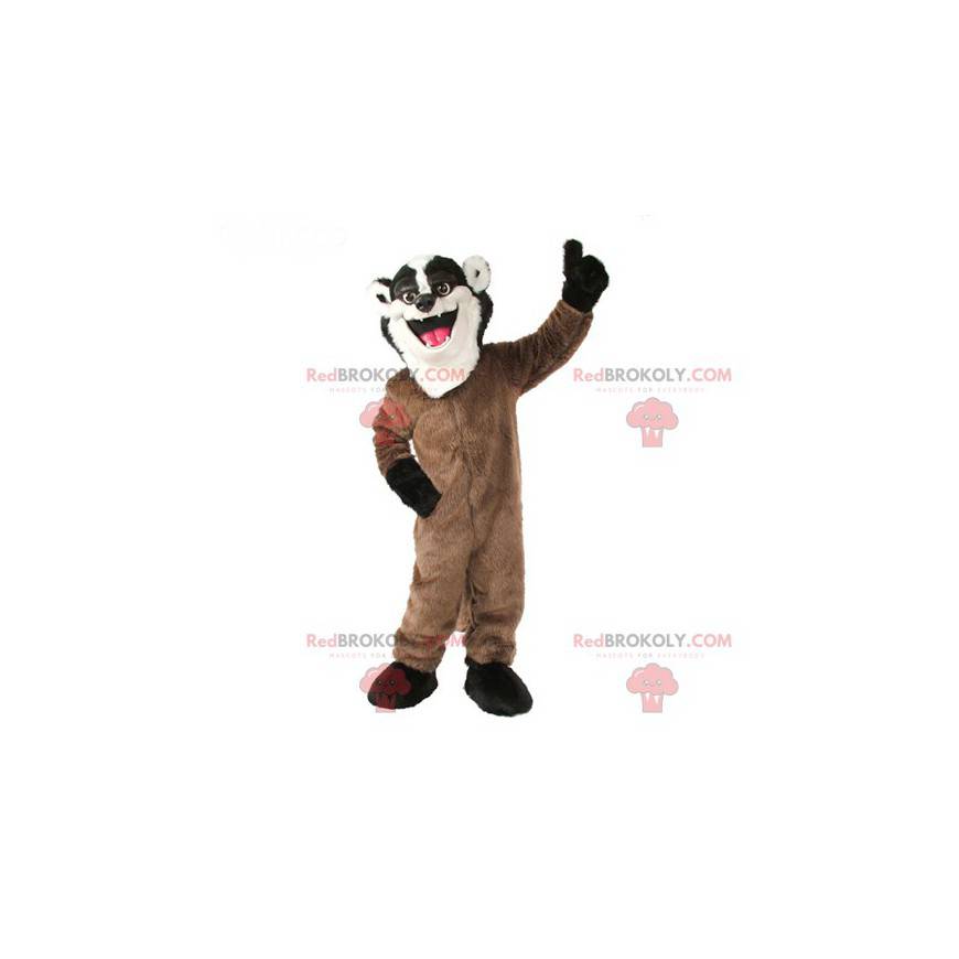 Mascotte bruin, wit en zwart wasbeer skunk - Redbrokoly.com