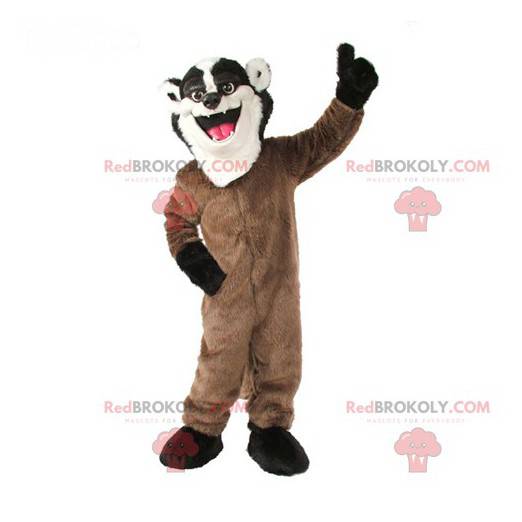 Mascotte bruin, wit en zwart wasbeer skunk - Redbrokoly.com