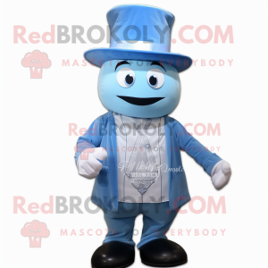 Sky Blue Hourglass mascot costume character dressed with a Vest and Hats