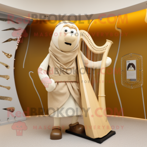 Beige Celtic Harpe maskot...