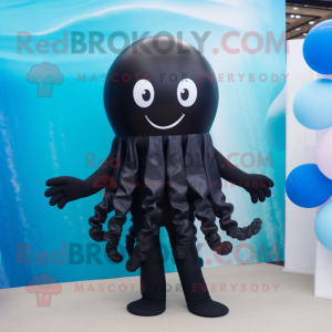 Black Jellyfish mascot costume character dressed with a One-Piece Swimsuit and Bracelets