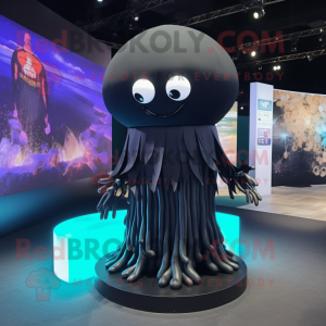 Black Jellyfish mascot costume character dressed with a One-Piece Swimsuit and Bracelets