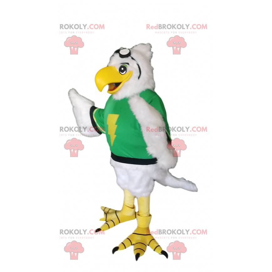 Mascote águia dourada com uma camisa verde neon - Redbrokoly.com