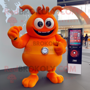 Orange Demon maskot kostym...