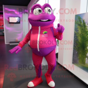 Magenta groda maskot kostym...