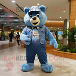 Blue Bear maskot kostyme...