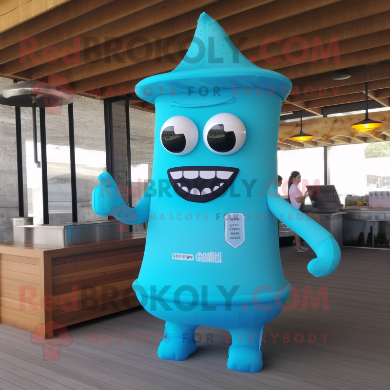 Cyan Bbq Ribs mascot costume character dressed with a One-Piece Swimsuit and Keychains Cyan Bbq Ribs mascot costume character dressed with a One-Piece Swimsuit and Keychains